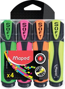 Maped Fluo'Peps markeerstift Soft, blister met 4 stuks in geassorteerde kleuren