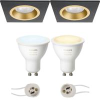 Philips Hue Inbouw LED Spot Set GU10 - Mat Zwart/Goud - White Ambiance