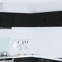 Keukenkast aan de muur Zwart 57 x 57 x 40 cm Bewerkt hout Keukenkast aan de muur Zwart 57 x 57 x 40 cm Bewerkt hout