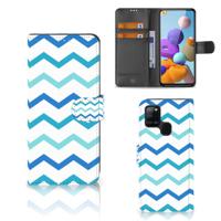 Samsung Galaxy A21s | Telefoon Hoesje | Zigzag Blauw
