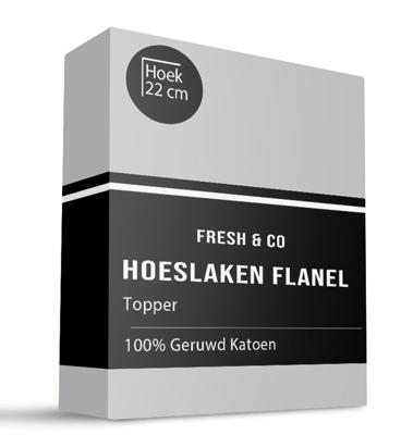 Topper Hoeslaken Katoen Flanel 160x200 Cm Lichtgrijs Verwarmend Fresh And Co - Dekbed-Discounter.nl