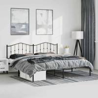 Bedframe met hoofdbord metaal zwart 183x213 cm