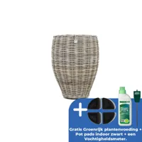 Drypot rotan vaas d48h62cm grijs