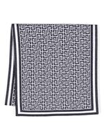 Balmain monogram-pattern wool-blend scarf - Bleu