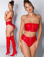 * IS Rode latexlook Hotpants met rits, IS206611 (L) - thumbnail