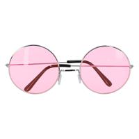 Carnaval/verkleed party bril Lennon - Hippie/sixties thema - roze - volwassenen - ronde glazen Carnaval/verkleed party bril Lennon - Hippie/sixties thema - roze - volwassenen - ronde glazen
