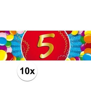 10x 5 Jaar leeftijd stickers verjaardag versiering   -