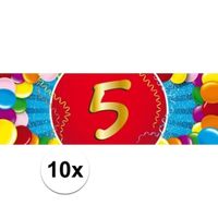 10x 5 Jaar leeftijd stickers verjaardag versiering   -