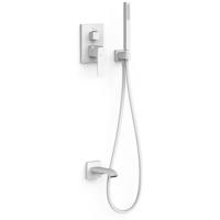 Regendouche set Tres Slim | Inbouw | Mengkraan | 2-weg | Vierkant | Wit mat