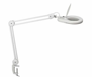 MAUL loeplamp LED Viso met tafelklem 6.3cm, armlengte 2x31cm, 3 dioptrielens, opp 144cm2, wit