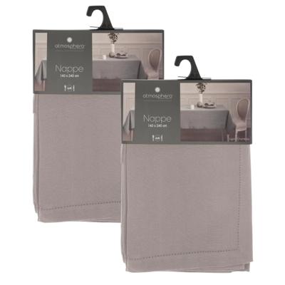 Atmosphera Tafelkleed - 2x - grijs - katoen - 240 x 140 cm - rechthoek - tafellaken