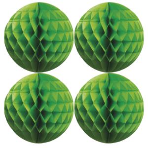 Papieren kerstballen - 4x - groen - 10 cm - kerstversiering