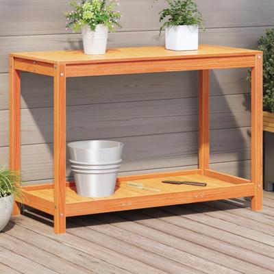 VidaXL Oppottafel met schap 108x50x75 cm massief grenenhout wasbruin