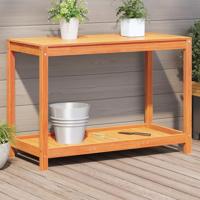 VidaXL Oppottafel met schap 108x50x75 cm massief grenenhout wasbruin