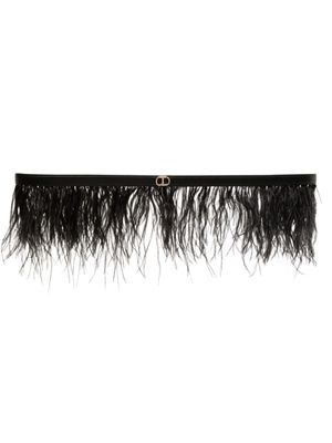 TWINSET ceinture ornée de plumes à plaque logo - Noir