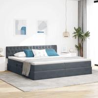 Opslag bed met matras Donkergrijs 200 x 200 cm Fluweel