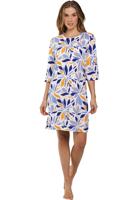 Dames zomer nachthemd driekwart mouw - Graphic Leaves - Modal dames nachtjapon