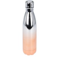 RVS thermosfles / isoleerfles voor onderweg 500 ml metallic oranje/roze   -