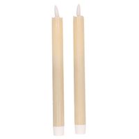2x Creme witte LED kaarsen/dinerkaarsen 25,5 cm   -