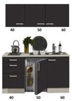 Kitchenette antraciet 150cm met drie laden RAI-3001 - thumbnail