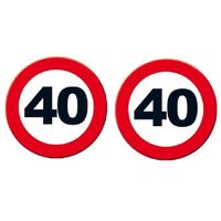 2x 40 Jaar verjaardag feestdecoratie verkeersbord 49 cm