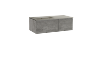 Storke Edge zwevend badmeubel 110 x 52 cm beton donkergrijs met Diva asymmetrisch linkse wastafel in top solid zijdegrijs