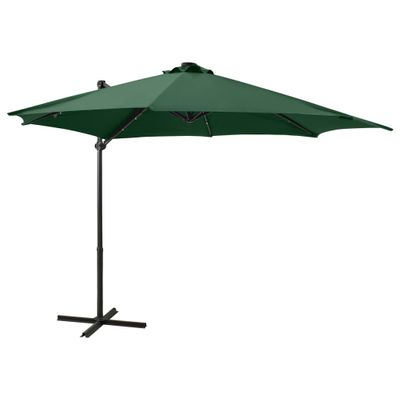 VidaXL Zweefparasol met paal en led-verlichting 300 cm groen