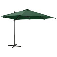 VidaXL Zweefparasol met paal en LED-verlichting 300 cm groen