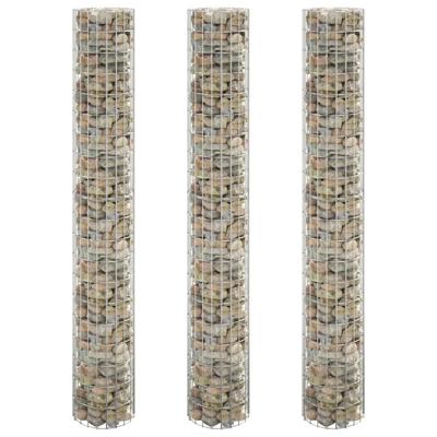 Gabion plantenbakken 3 st rond verhoogd Ø30x200 cm staal