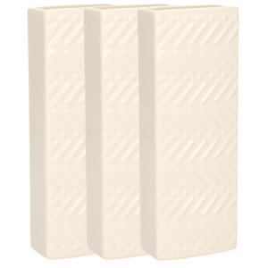 Waterverdamper - 3x - creme wit - keramiek - 400 ml - radiatorbak luchtbevochtiger - 7,4 x 18,6 cm