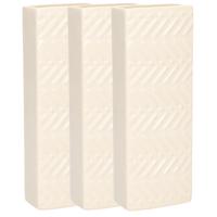 Waterverdamper - 3x - creme wit - keramiek - 400 ml - radiatorbak luchtbevochtiger - 7,4 x 18,6 cm