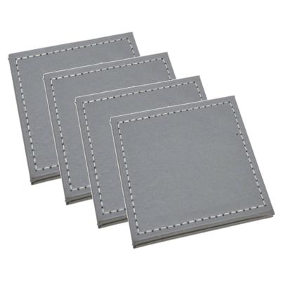 H&S Collection Glazen onderzetters - 12x stuks - grijs - kunstleder - 10 cm