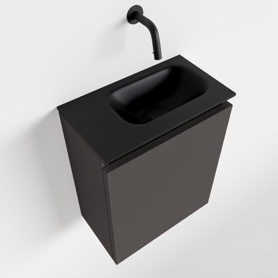 Toiletmeubel Mondiaz Ture | 40 cm | Meubelkleur Dark grey | Eden wastafel Urban Rechts | Zonder kraangat