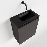 Toiletmeubel Mondiaz Ture | 40 cm | Meubelkleur Dark grey | Eden wastafel Urban Rechts | Zonder kraangat