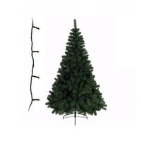 Groene kunst kerstboom 150 cm inclusief helder witte kerstverlichting - Kunstkerstboom - thumbnail