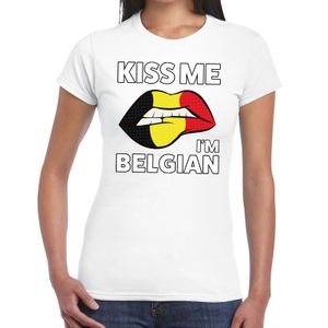 Kiss me I am Belgian t-shirt wit dames