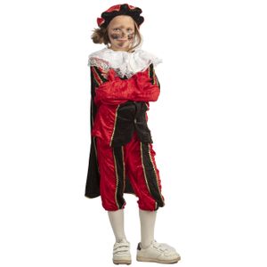 Piet verkleed kostuum 4-delig - rood/zwart - polyester - pietenpak voor kinderen