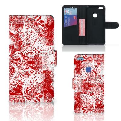 Telefoonhoesje met Naam Huawei P10 Lite Angel Skull Rood