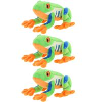 Keel Toys pluche Boomkikker knuffeldier - 3x - multi kleuren - zittend - 15 cm