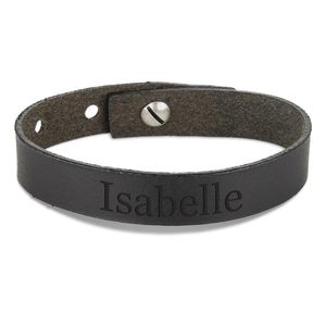 Leren armband voor dames graveren - Zwart