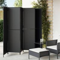 Kamerscherm 6 panelen poly rattan zwart - thumbnail