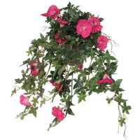 Groene Petunia donkerroze bloemen kunstplanten 50 cm   - - thumbnail