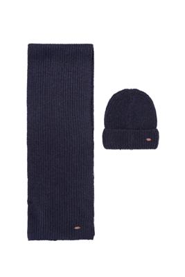 NoBell winter sjaal + muts set meisjes - navy blauw - Ronja - gebreid