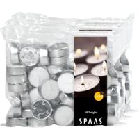 Theelichtjes/waxinelichtjes - 150x - wit - D3,9 cm - 4,5 branduren