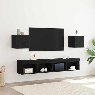 TV-kast 2 pcs Zwart 30.5 x 30 x 30 cm Bewerkt hout