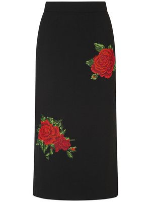 Dolce & Gabbana jupe évasée à fleurs - Noir