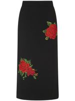 Dolce & Gabbana jupe évasée à fleurs - Noir