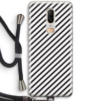 Strepen zwart-wit: OnePlus 6 Transparant Hoesje met koord