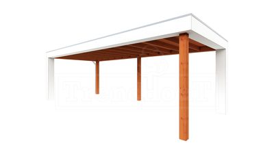 Trendhout Buitenverblijf Verona 750x335 cm - Plat dak model links- Plat dak- Onbehandeld lariks Douglas hout- Trendhout