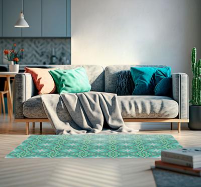 Groene hydraulische tegel patroon vinyl tapijt